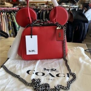 Coach x Disney NWT Red Leather Mini Top-Handle Crossbody with Ear Accents